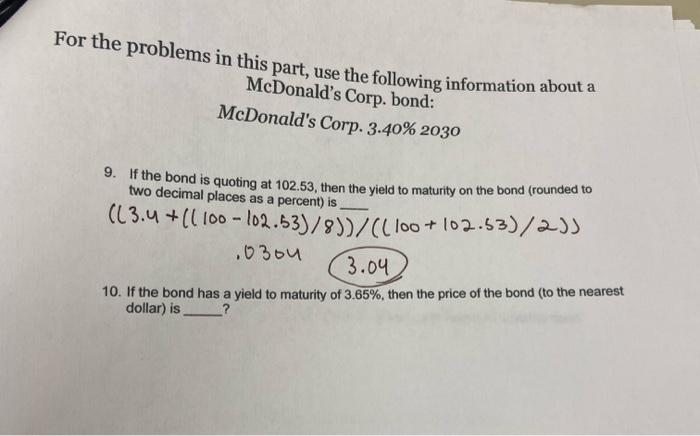 number 10 not using excel please For the problems in this part,