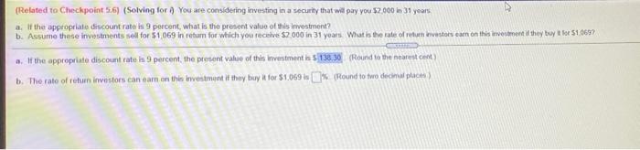 help solving part b (Related to Checkpoint 5.6) (Solving for you are
