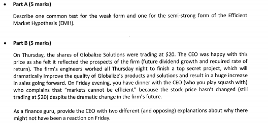 Part A (5 marks) Describe one common test for the weak