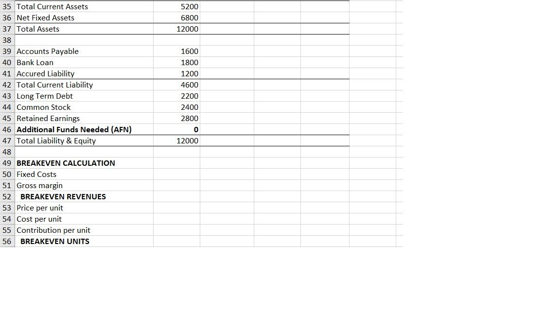 using the attached spreadsheet template. Input the following as assumptions in the