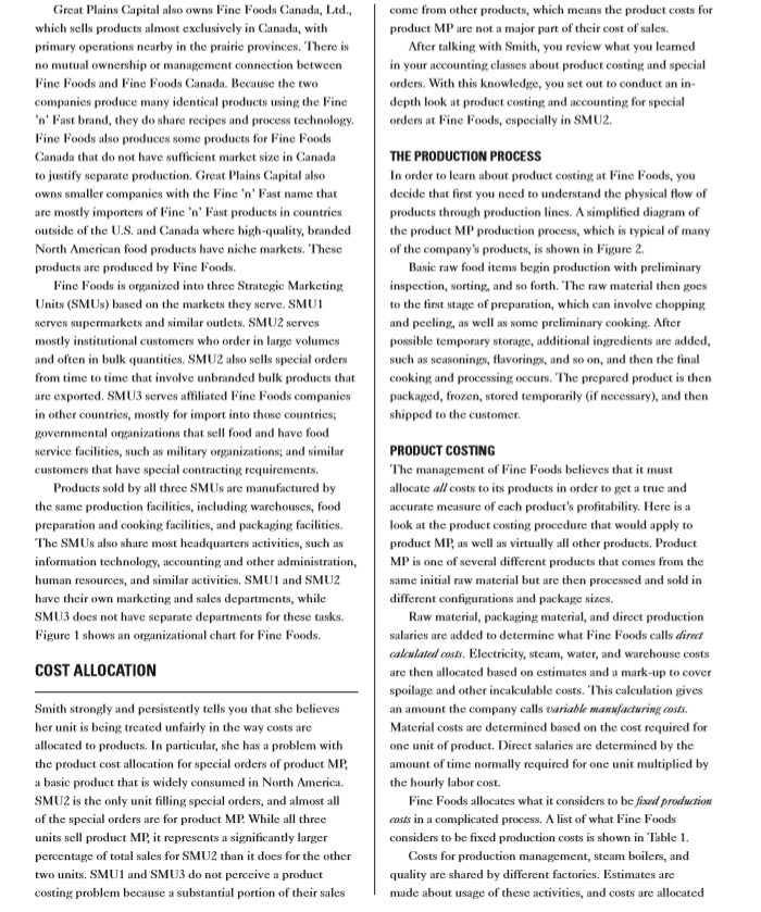 are needed to answer were encircled. Product Costing at Fine Foods: Is