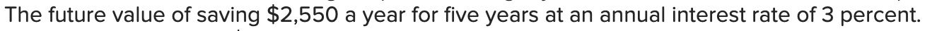  The future value of saving $2,550 a year for five years
