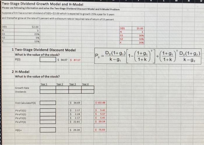 please help. my excel formula are not correct, the correct answers are
