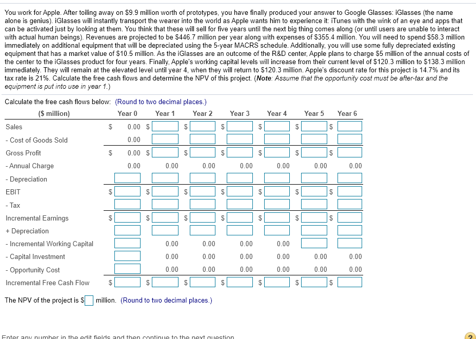  $ $ $ You work for Apple. After toiling away on