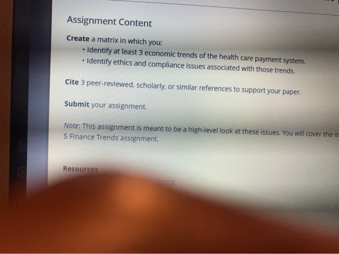  Assignment Content Create a matrix in which you: - Identify at