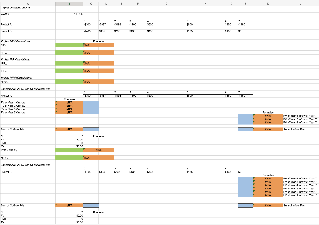  B C D E F G H j K Capital budgeting