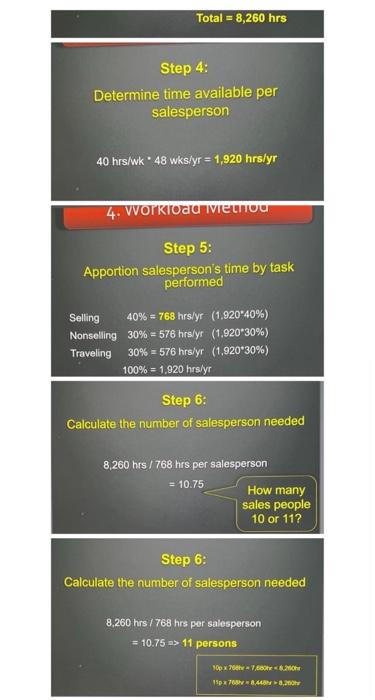 the ones above 3. Incremental Method Exercise 3 Total # of Salesperson