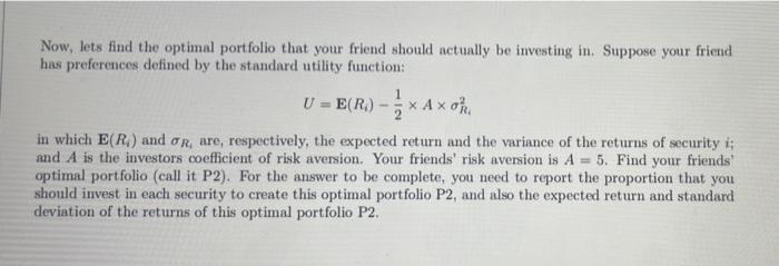 the following information about a risk free asset and the Mean Variance