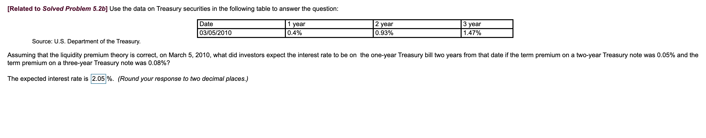 undefined [Related to Solved Problem 5.2b] Use the data on Treasury securities