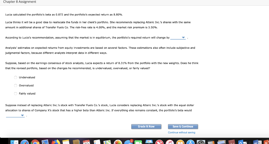 right. Chapter 8 Assignment Lucia is an analyst at a wealth management