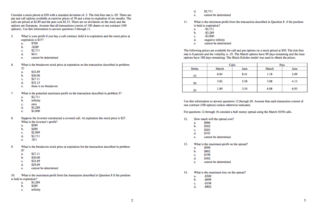 Consider a stock priced at $30 with a standard deviation of