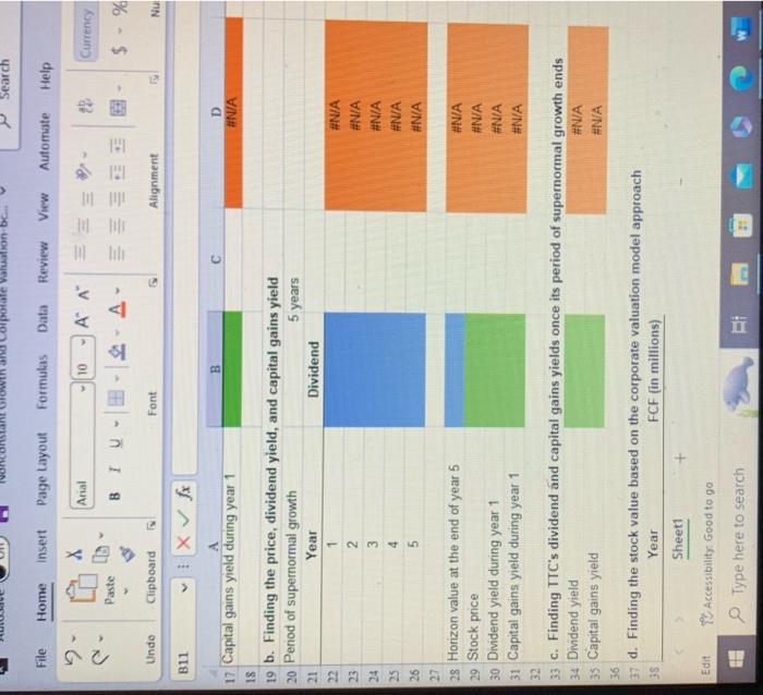 aains vields b. Finding the price, dividend yield, and capital gains yield