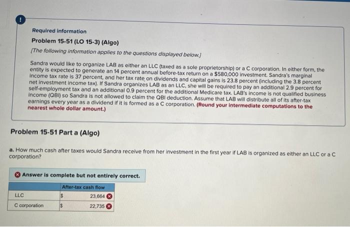 Answer ASAP please explain Required information Problem 15-51 (LO 15-3) (Algo) [The