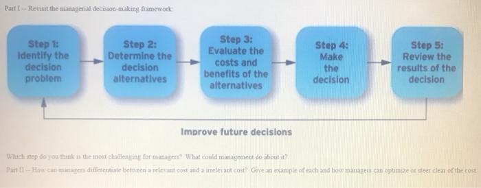 please help with this, thank you! Part I -- Revisit the managerial