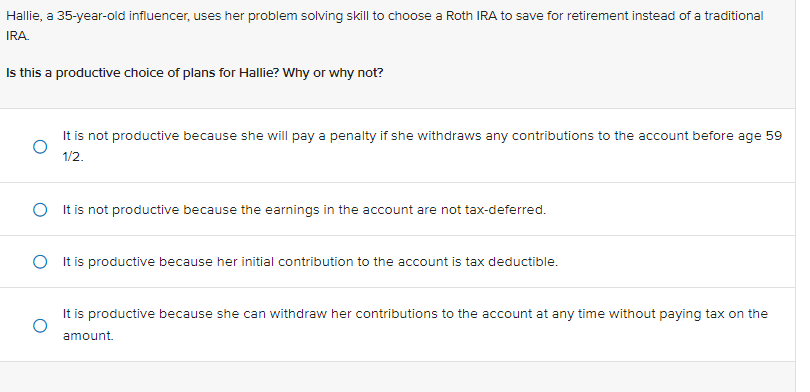 Hallie, a 35-year-old influencer, uses her problem solving skill to choose