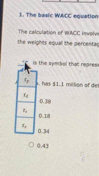 the weighted average of the required rates of return on debt, preferred