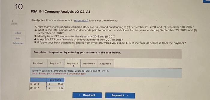 (b)2017 4. Is Apple's EPS on a favorable or unfavorable trend from
