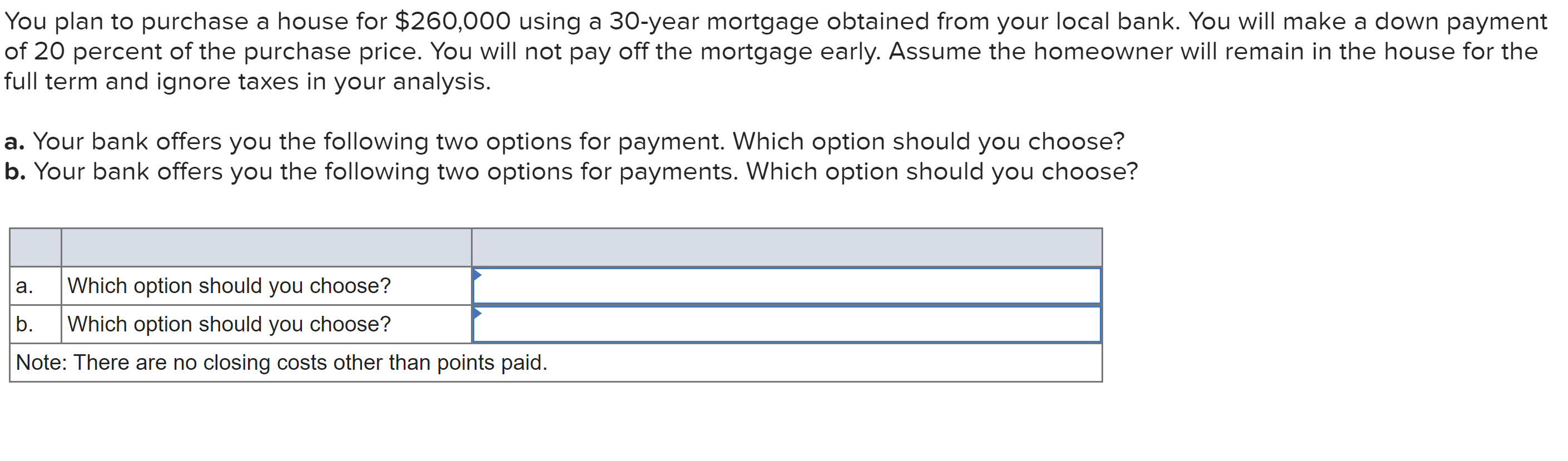  You plan to purchase a house for $260,000 using a 30