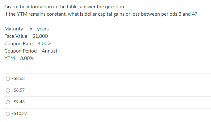 Given the information in the table, answer the question. If the