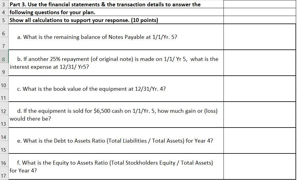 flow activity for all cash transactions (OA Operating, IA Investing, FA Financing)