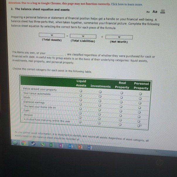 Attention: Due to a bug in Google Chrome, this page may