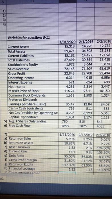 Calculate 7 J, K, L, M, and N using chart above 1)