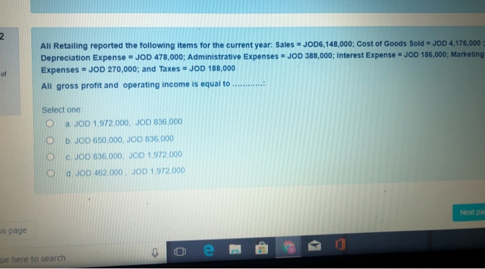  2 Ali Retailing reported the following items for the current year: