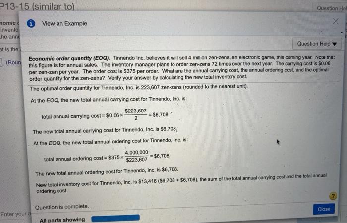 order cost is $572 per order. What are the annual carrying cost,