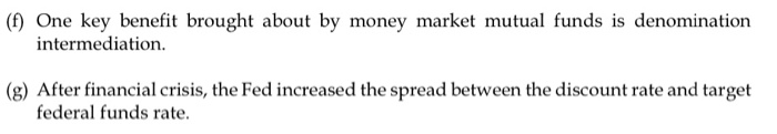  True or false? Please explain, thx (f) One key benefit brought