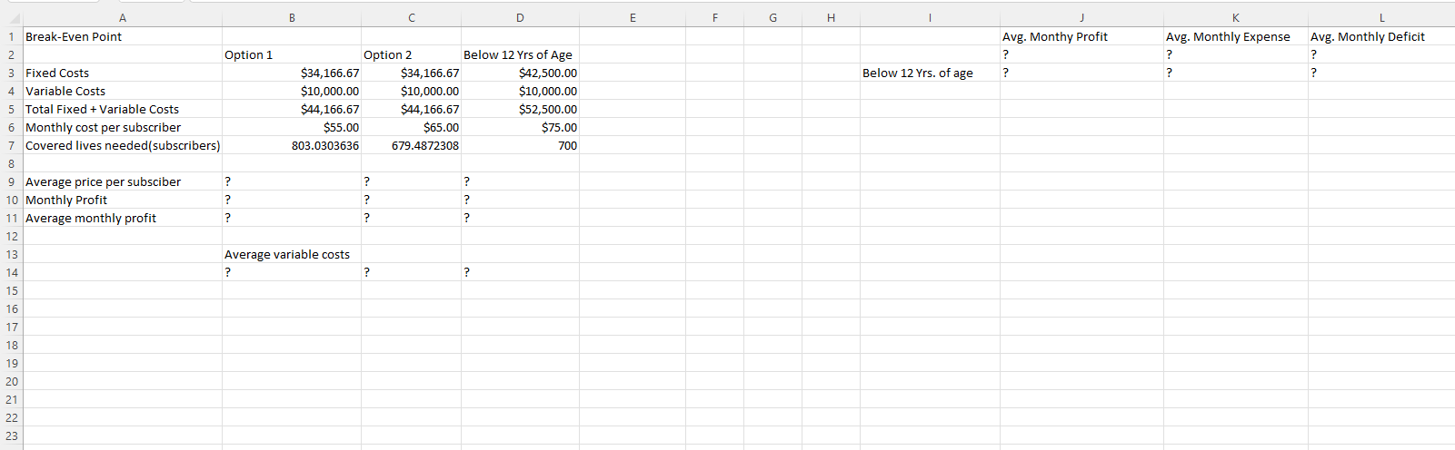  I need help solving the ones with question marks. The data