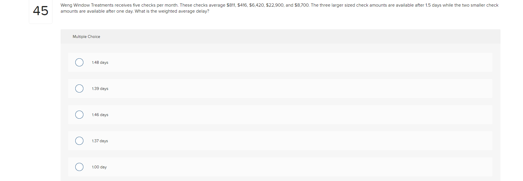 is for $194,000 and takes two days to clear. The second check