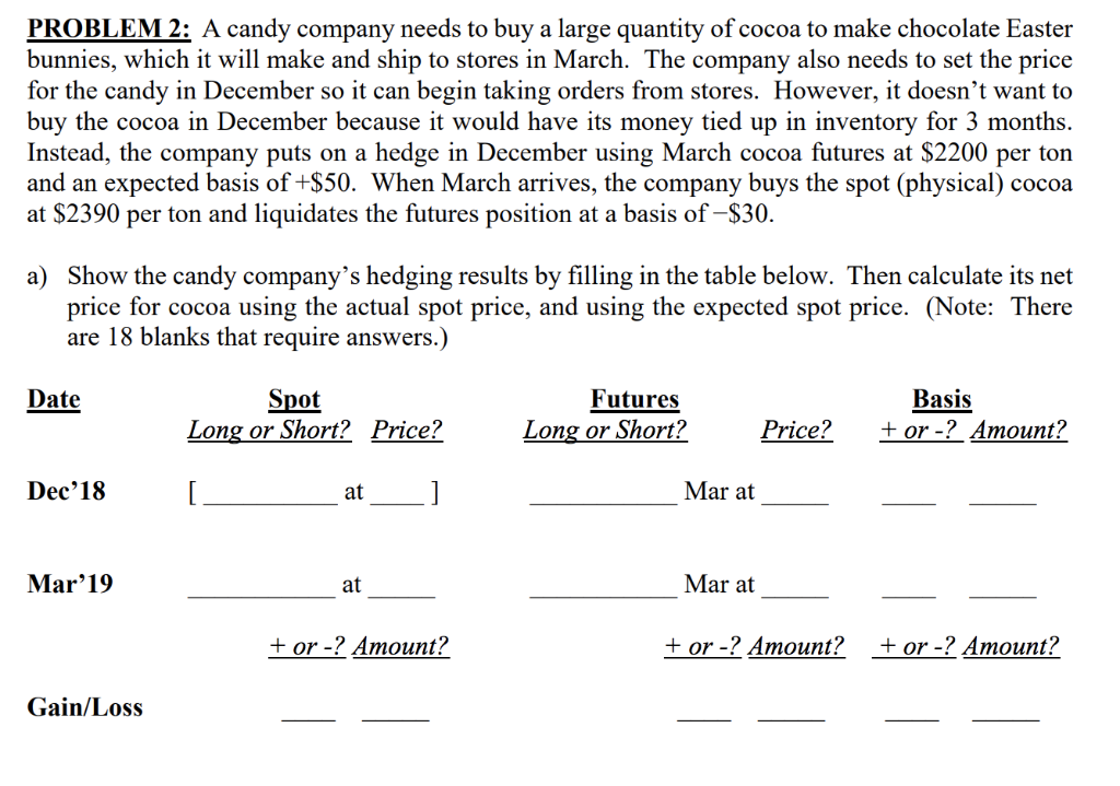  PROBLEM 2: A candy company needs to buy a large quantity