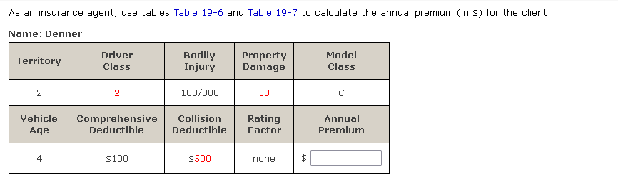  ------------------------------------------------------------------------------------------------------------------------------------------------------------------------------------------------------------------------------------------------------------ ------------------------------------------------------------------------------------------------------------------------------------------------------------------------------------------------------------------------------------------------------------ As an insurance agent, use tables Table 196 and