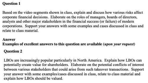  Question 1 Based on the video segments shown in class, explain