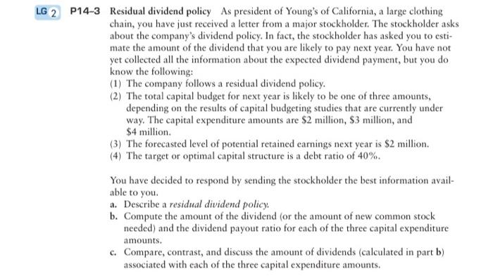 please show me how to get through this problem: LG 2 P14-3