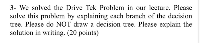  Third question must be solved 3- We solved the Drive Tek