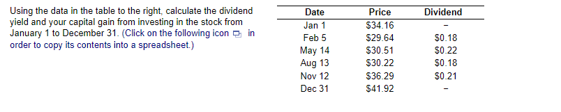 Using the data in the table to the right, calculate the