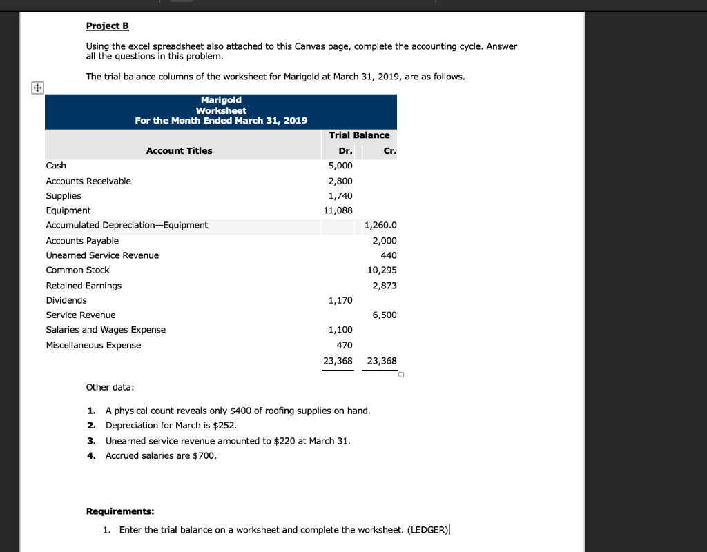 Project B Using the excel spreadsheet also attached to this Canvas