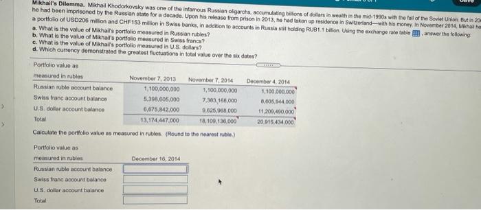 can you please help woth (b) (c) (d) thanks! Mikhail's Dilemma. Mikhail