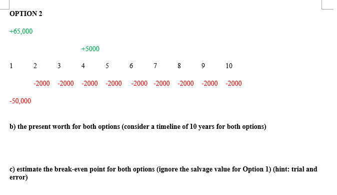 project. Consider the following 2 options: Option 1) A new drill rig