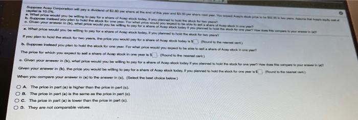  please use equation to solve these problems suppose Acap corporation will