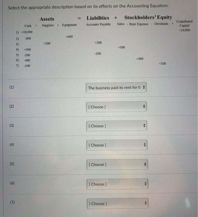  Select whether each account is an (1) Asset, (2) Liability, or