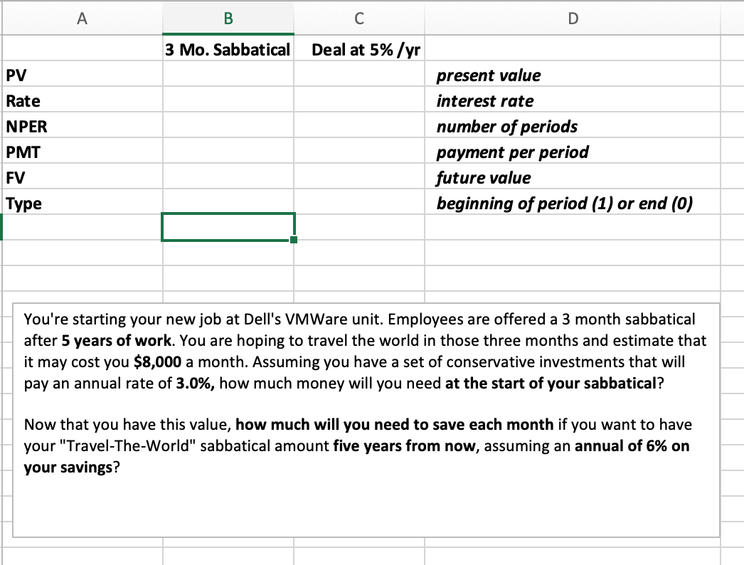  please solve on excel and show the formulas please A B