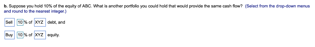 please, thanks! Suppose there are no taxes. Firm ABC has no debt,