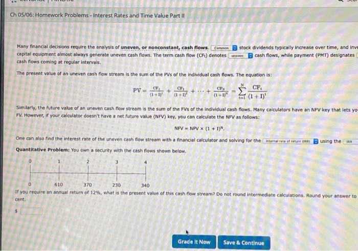  Ch 05/06: Homework Problems - Interest Rates and Time Value Parti