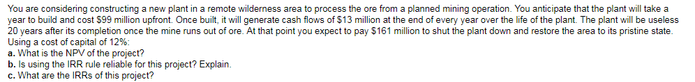 NEED HELP ASAP! Please round 2 decimals. You are considering constructing a