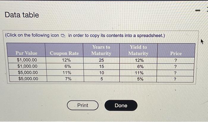 coupon payments: a. Find the price for the bond in the following