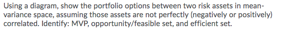  Using a diagram, show the portfolio options between two risk assets