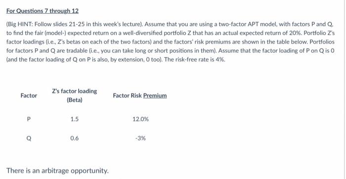 please help the answer already on chegg is wrong For Questions 7
