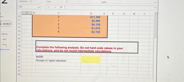 the answer Compute the MIRR statistic for Project I if the appropriate